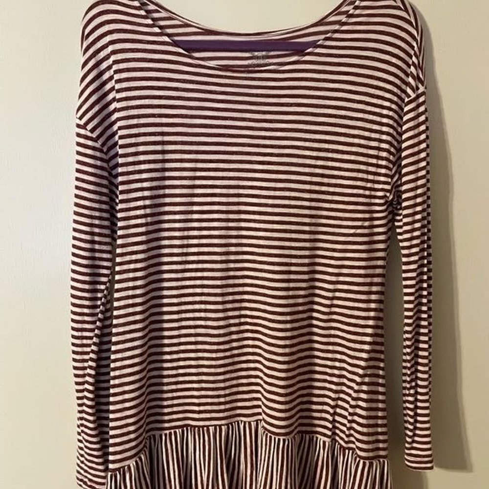 Maroon and white striped shirt, Faded Glory, size M